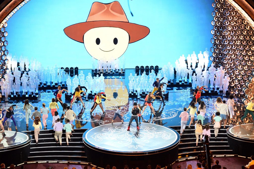 For a few minutes last night, the Oscars looked like every wedding dance party you’ll attend this summer, just with a more expensive backdrop. Photo by Kevin Winter/Getty Images